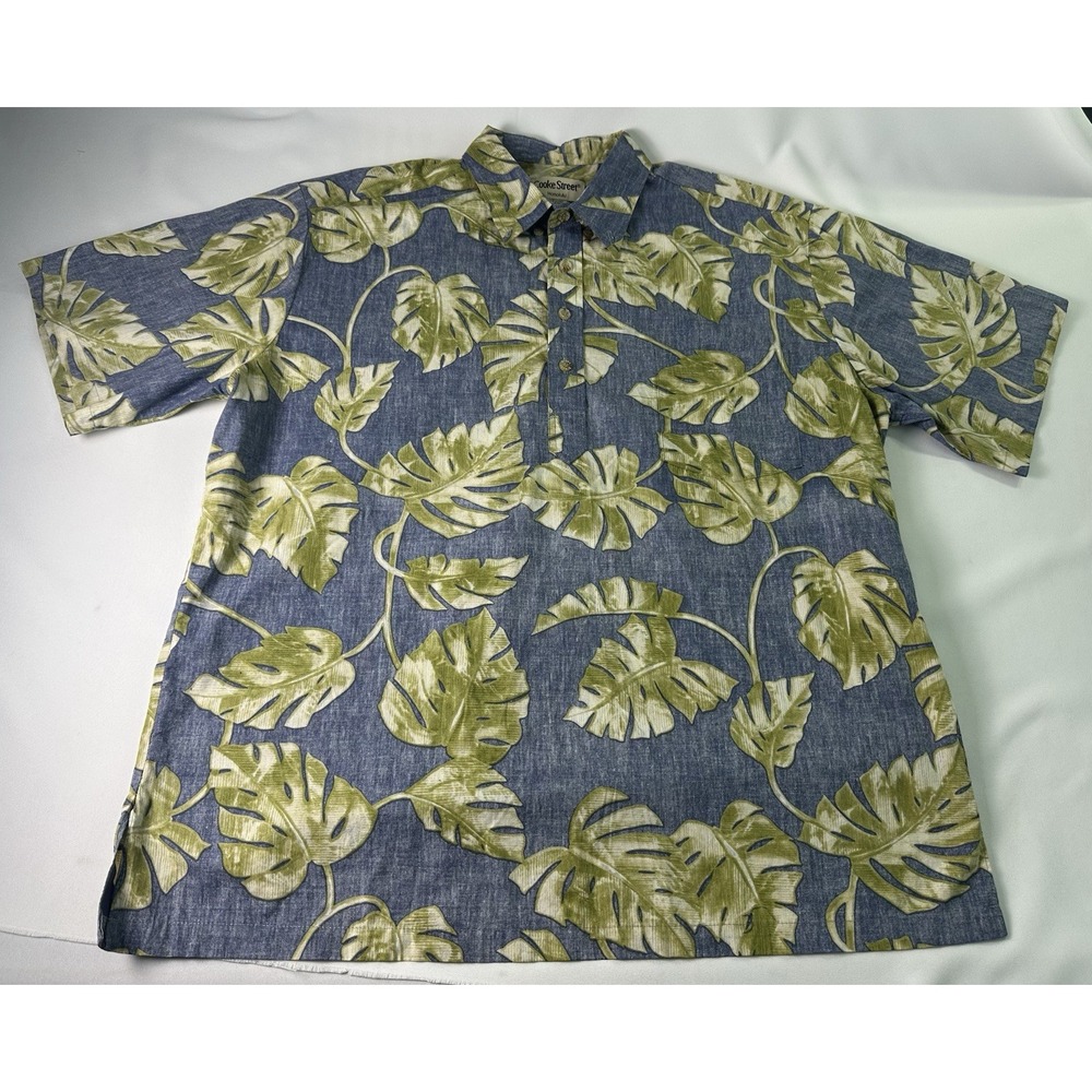 Cooke Street Honolulu Size XL S/s Button Up Shirt Blue Hawaiian Made In Hawaii